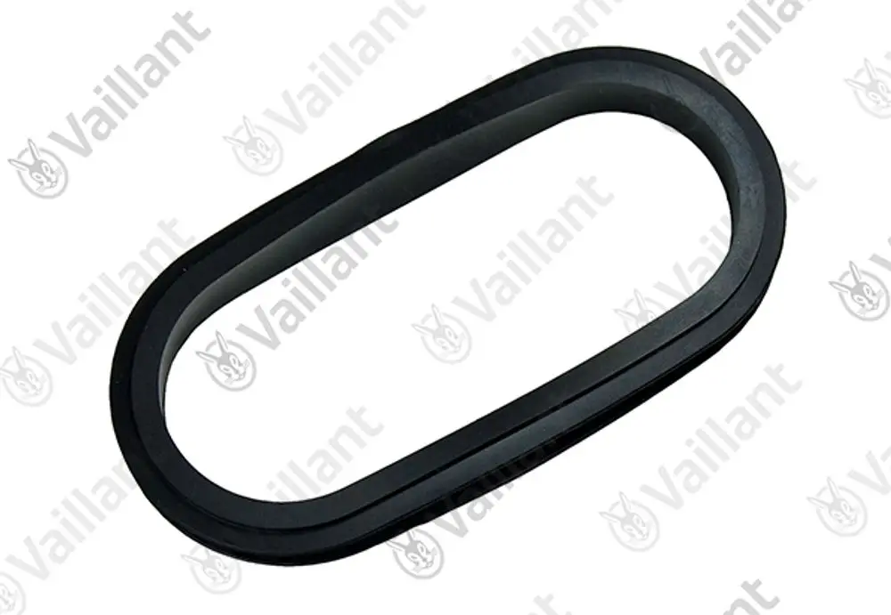 Schwarze Dichtung von Vaillant, ovales Design, geeignet für verschiedene Adapter. Herstellermarke und Produktnummer sind nicht sichtbar.